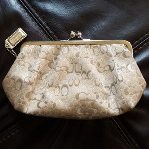 Coach Signature Gold Shimmer Clutch